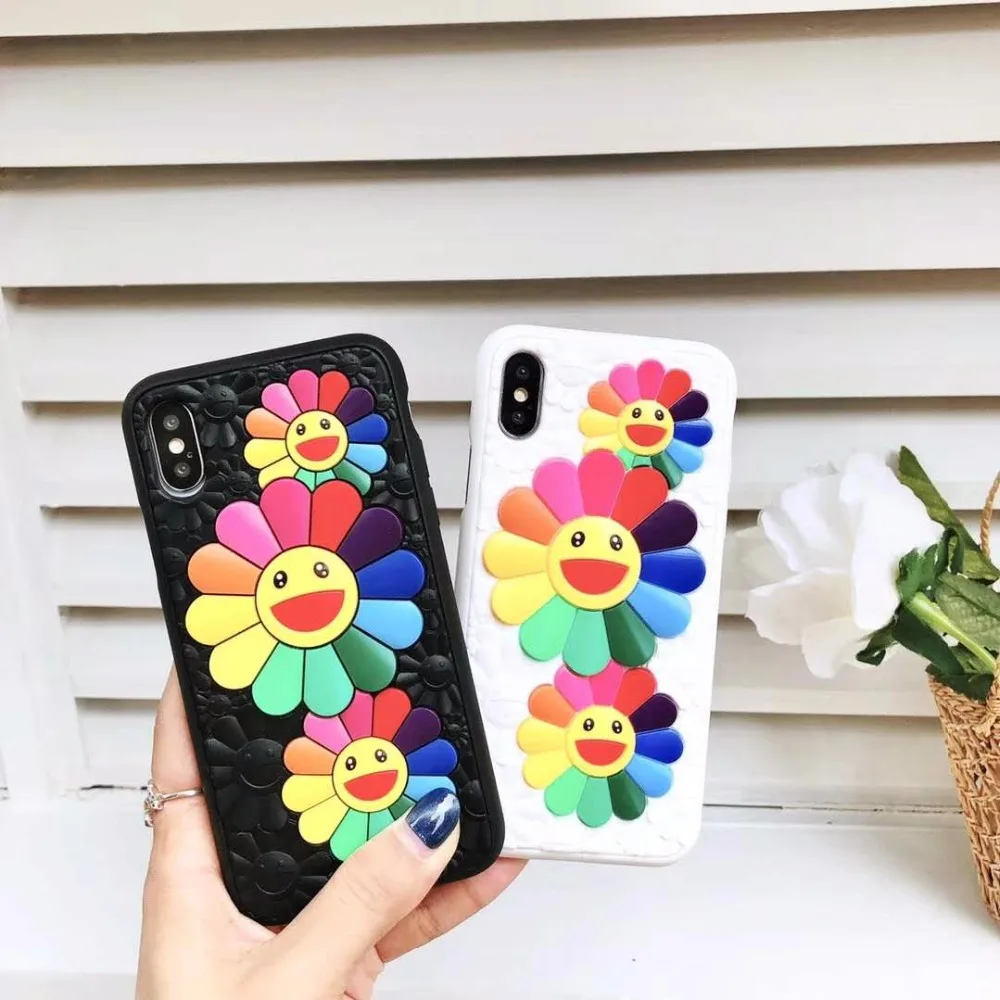 Милые чехлы с цветами солнца для iPhone 11 Pro 7 8 6s 6 Plus, чехол для телефона с симпатичным смайликом и цветами, задняя крышка, чехол для iPhone X MAX XR