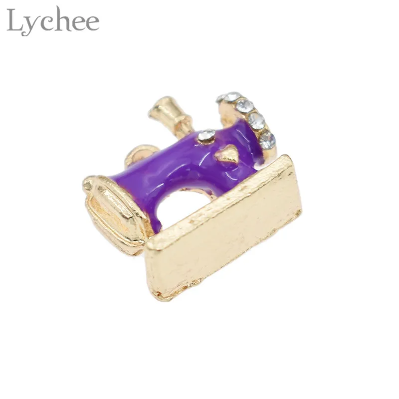 Lychee 5 шт. модные эмалированные подвески для швейной машины из сплава и кристаллов DIY, цветные мини подвески, ювелирные изделия для ожерелья и браслета