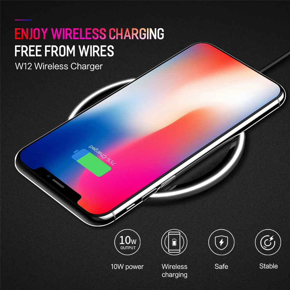 QI Беспроводное зарядное устройство, ROCK Dual Coil зарядная подставка 10 Вт для iPhone X 8 samsung Note 8 S8 Plus S7 S6 Edge держатель док-станции