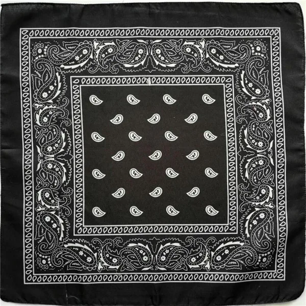 Black bandana Унисекс хип хоп черная бандана модный головной убор, резинка для волос шейный шарф повязка на запястье квадратные шарфы принт платок высокого качества - Цвет: Black bandana