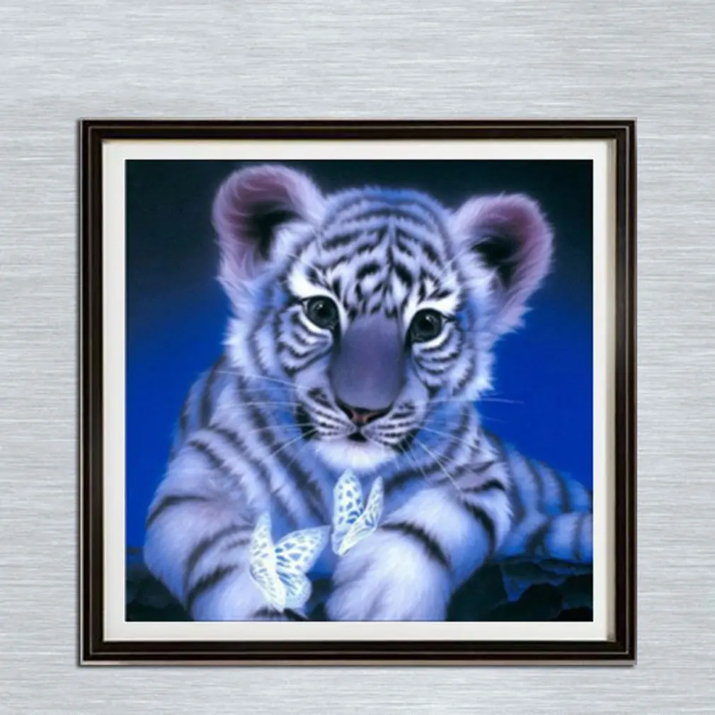 Вышивка стразами рисунков животных маленький тигр бабочка 5D алмазов картина из