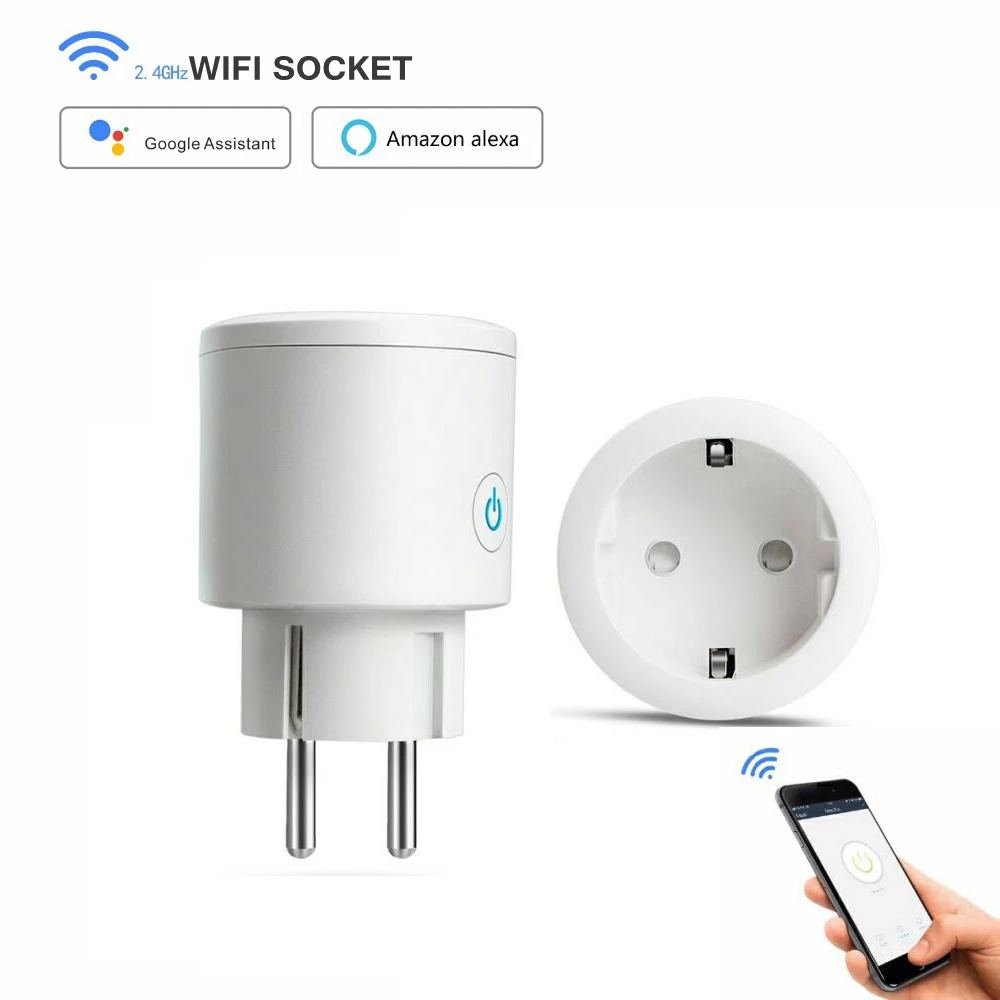 ЕС умная вилка Wi-Fi Беспроводная розетка пульт дистанционного управления таймер розетка настенная умная розетка выключатель питания работает с Alexa/Google Home