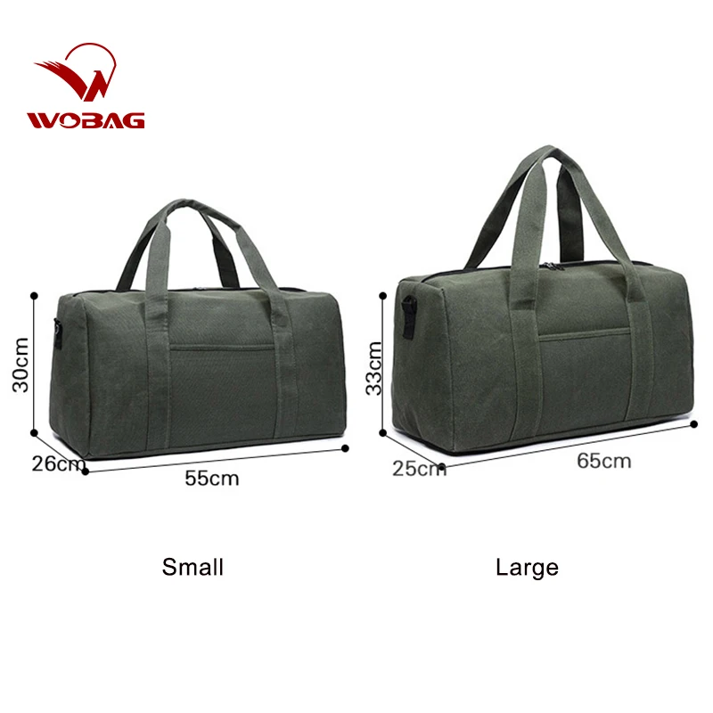 Wobag Men Travel Bags Hand Luggage Casual Travel Duffle Bag Women Big Sports Gym Bag Canvas Weekend Ocernight Bag