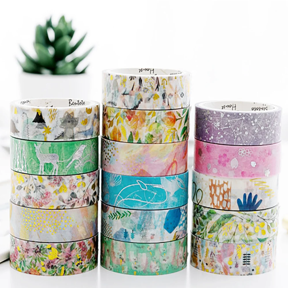 Kawaii Laser Silver Washi Tape DIY Scrapbooking Sticker Notebook Journal Seal Labels Masking Japanese Office Stationery|Офисный скотч| |