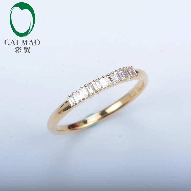 Бесплатная доставка Изысканный 0.2ct бриллиантами 14kt желтого золота вечный кольцо