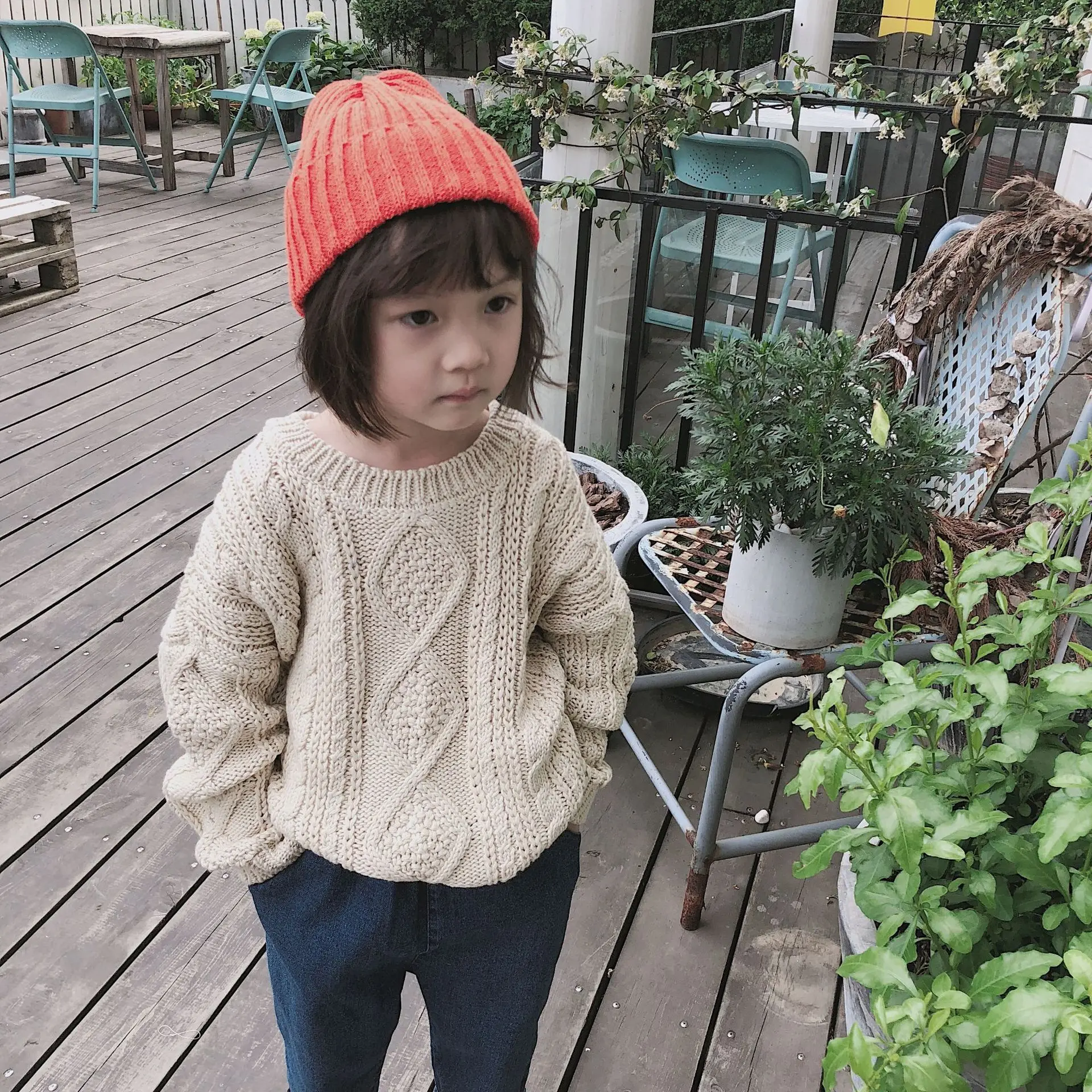 Осень зима 2018 детские свитера для девочек корейская мода детская одежда