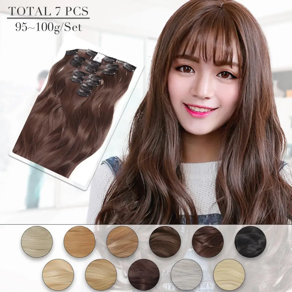 

Neitsi 20 ''16 зажимов 7 шт./компл. волнистый полный зажим для головы синтетические волосы кудрявые термостойкие шиньоны для женщин