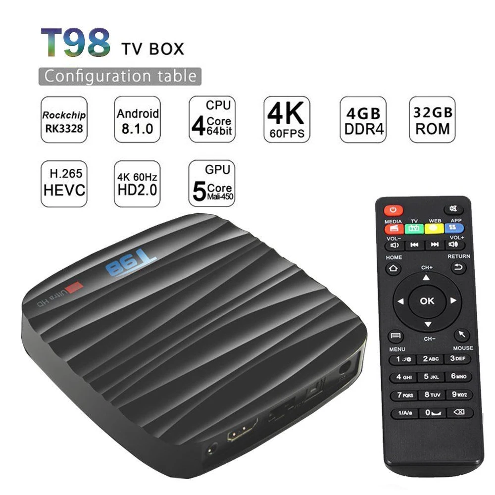 Фото Новинка 2018 T98 ТВ приставка RK3288 2G 16G/4G 32G wifi Android 8 1 Четырехъядерный 4K 3D Amlogic 2 4 GHz Новинка 2018 T98 ТВ приставка RK3288 2G 16G/4G 32G wifi Android 8 1 Четырехъядерный 4K 3D Amlogic 2 4 GHz