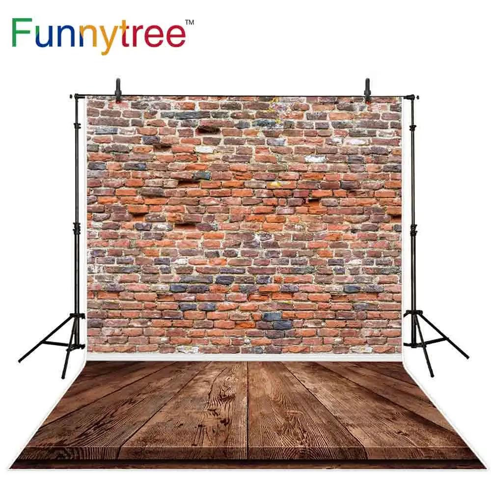 Фоны funnytree для фотостудии Винтаж старая кирпичная стена деревянный пол