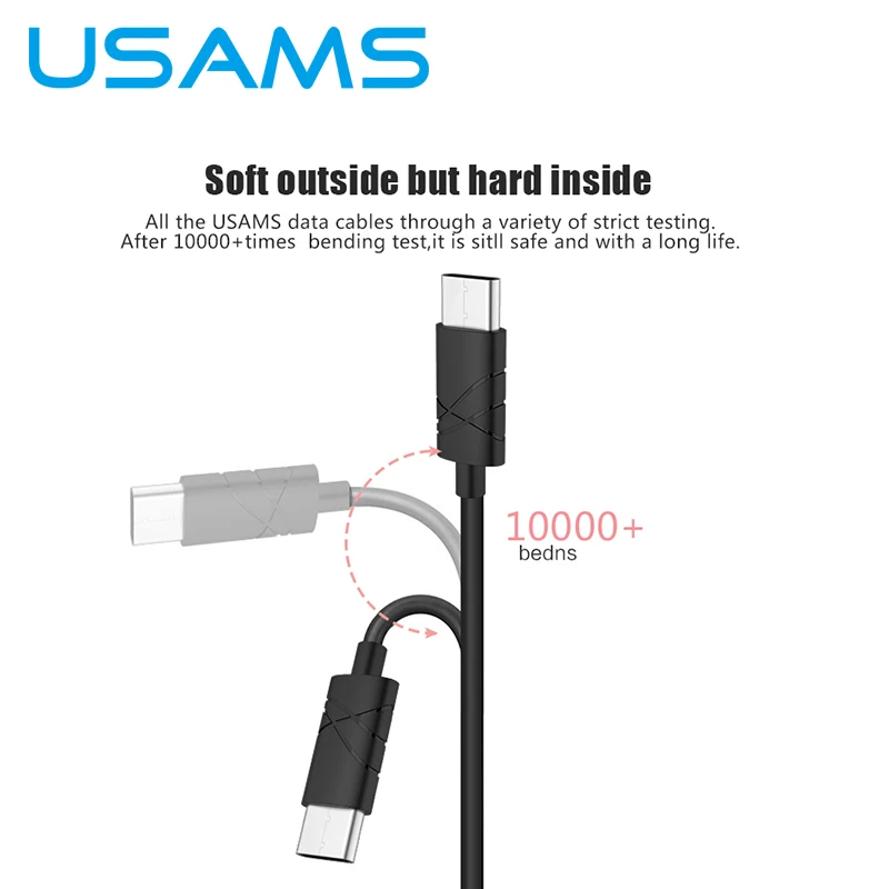 Кабель USB Type C USAMS 1 м 2 А кабель для зарядки и синхронизации данных MacBook xiaomi Oneplus|cable