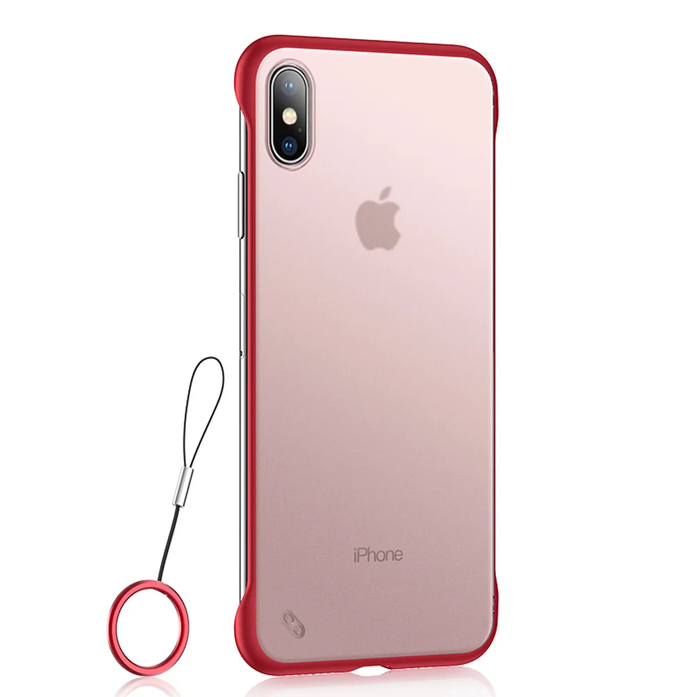 Red Чехол для iPhone 7 Plus X XS Max роскошное прозрачное матовое бескаркасное кольцо Силиконовое матовое шелковое жесткое покрытие для задней панели ультратонкий - Цвет: Red