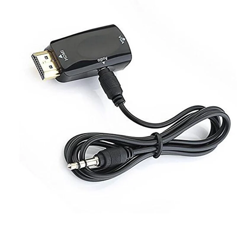 Black Для HDMI в VGA адаптер конвертер кабель с аудио кабель Поддержка HD 1080P для ПК ноутбук с розничной посылка - Цвет: Black