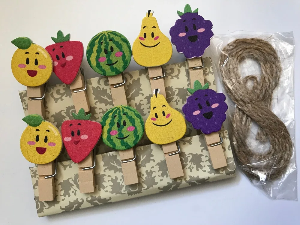 30 шт. Деревянные прищепки с изображением свежих фруктов | Дом и сад