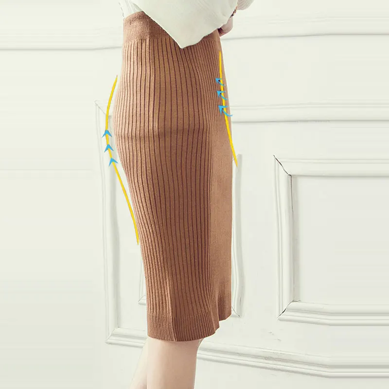Женская трикотажная офисная юбка карандаш с высокой талией|formal skirt|high waist pencil