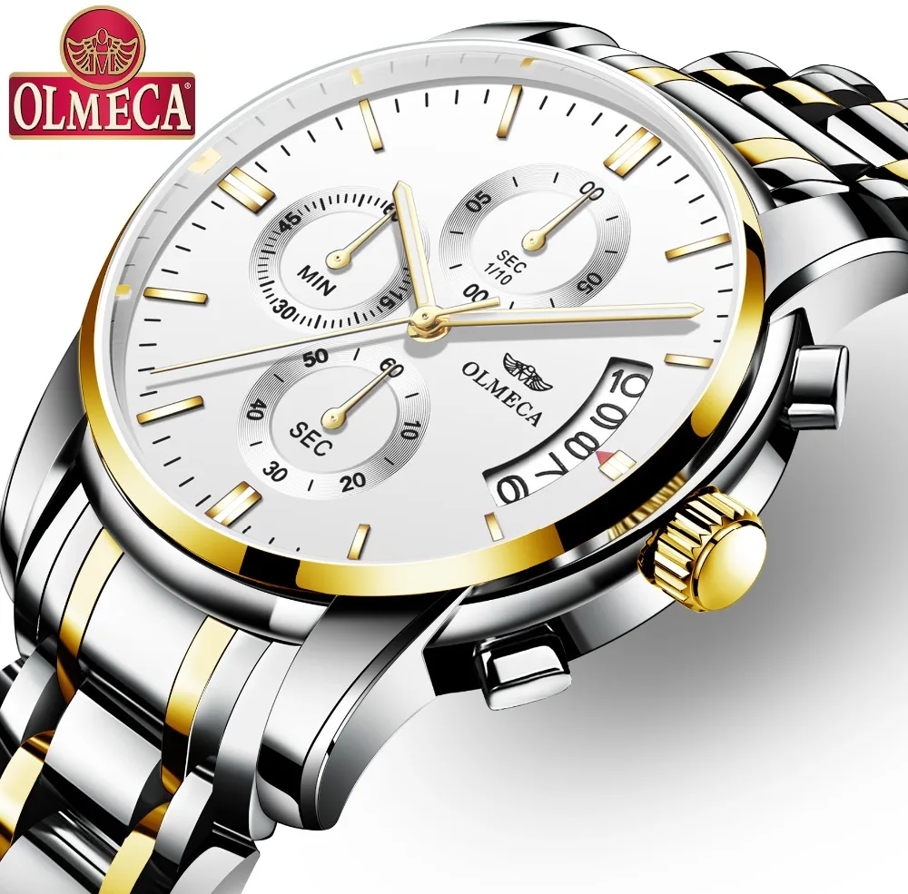 

OLMECA Fashion Military Clock Relogio Masculino 3ATM Waterproof Watches Chronograph Wrist Watch Watches for men Stainless Steel