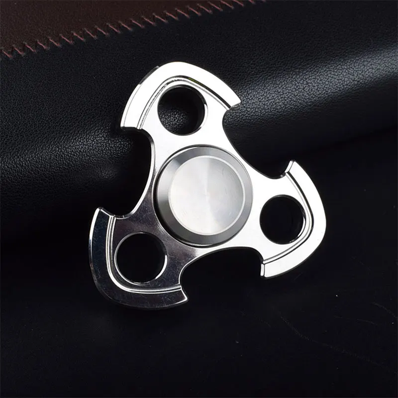 Stainless steel Pure Steel Three-leaf Shield Fidget Spinner Long Time Rotation Hand Spinner Adult Anti Stress ADHD Boring Toys Creative Leisure - Цвет: Stainless steel
