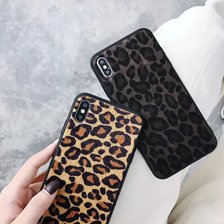 Модный плюшевый чехол с леопардовым принтом для iPhone X XS MAX XR 8 7 6 6S Plus мягкий из ТПУ