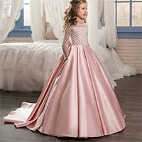 fancy little girls pageant dresses 2-12 years princess party dresses for girls mesh flower dress long kids puffy ball gowns
