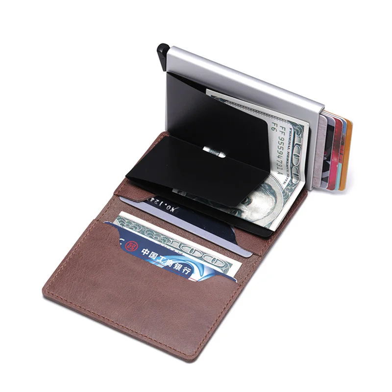 Bycobecy 2021 модный визитница унисекс кожаный мужской RFID алюминиевый тестовый