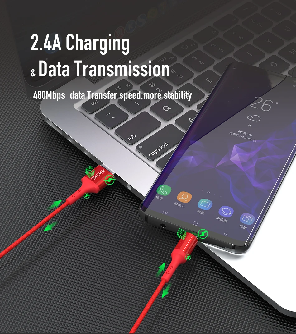 Jellico светодиодный usb-кабель типа C для samsung Galaxy S9 USB C кабель type-C кабель для быстрой зарядки для huawei Xiaomi Mi6 шнур