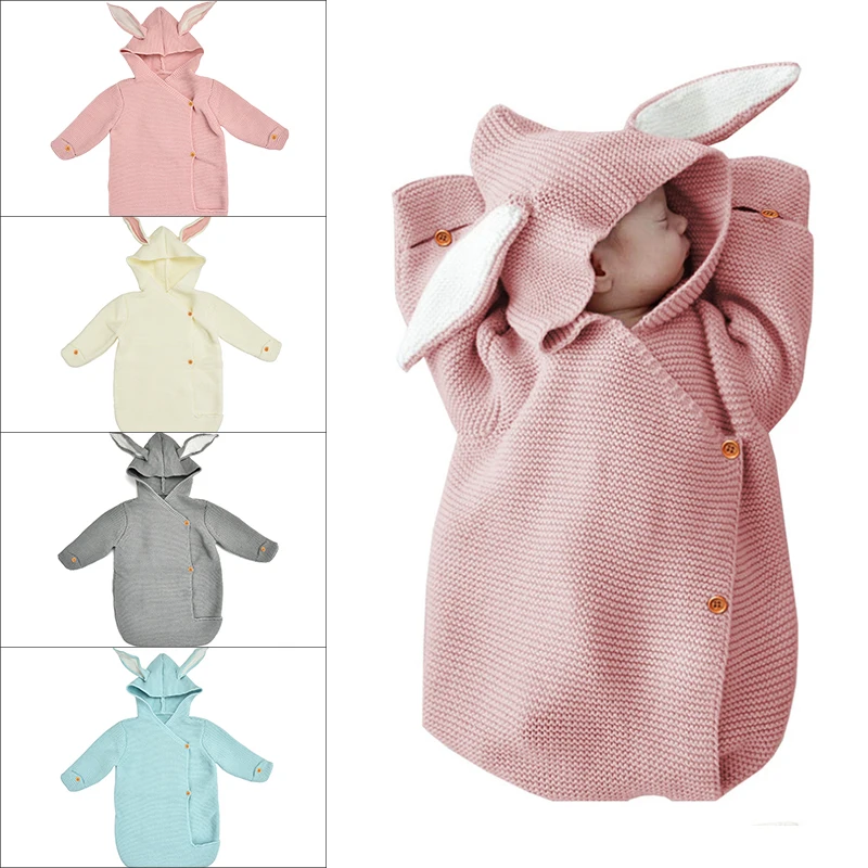 Thick Flannel 3 Buttons Newborn Sleeping Bag Infant Outdoor Trolley Sleep Bag Feet Baby Swaddle Wrap Knit Envelope Bag