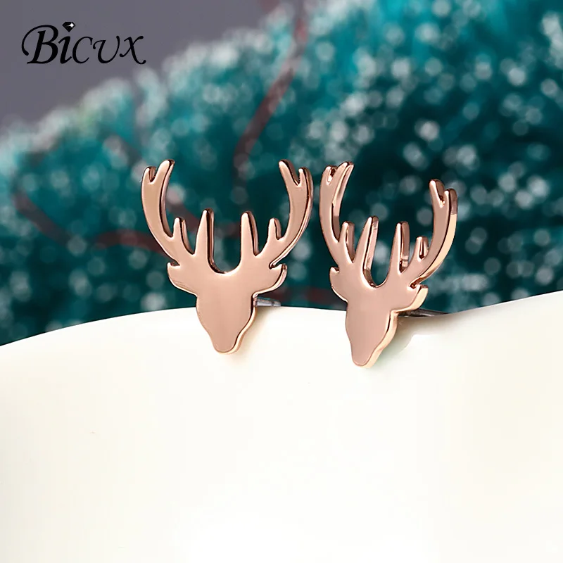 BICUX рождественские серьги-гвоздики для женщин дети мода нержавеющая сталь