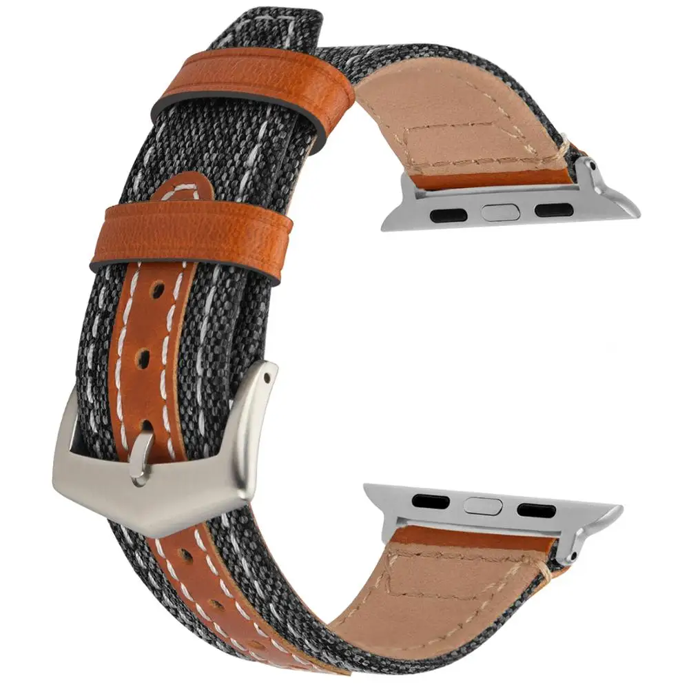 Ремешок нейлоновый кожаный для Apple Watch Series 4/3/2/1 4 цвета ремешок часов iWatch 38 мм 42 40 44