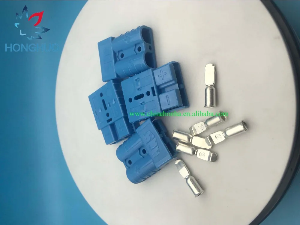 Free shipping 100 pcs 6331G5 Blue color 50A 600V Power Connector / Battery Plug With #6 AWG/8AW/10-12AWG Contacts