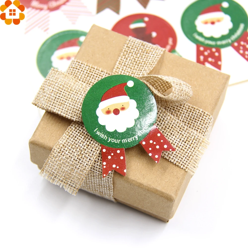 80 шт рождественские наклейки Санта Клаус и деревья бумажный мешок печенье