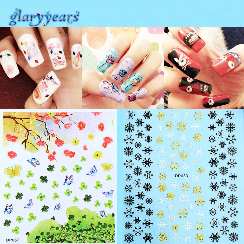 1 лист шикарный женский 30 DIY шаблон золотые наклейки для ногтей красочный
