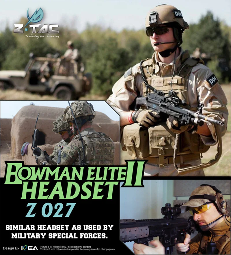 Z tac Tactical Heaadphones Bowman Elite II Z TAC U94 PTT Z113 Midland для Kenwood Motorola адаптер тактическая гарнитура Z027