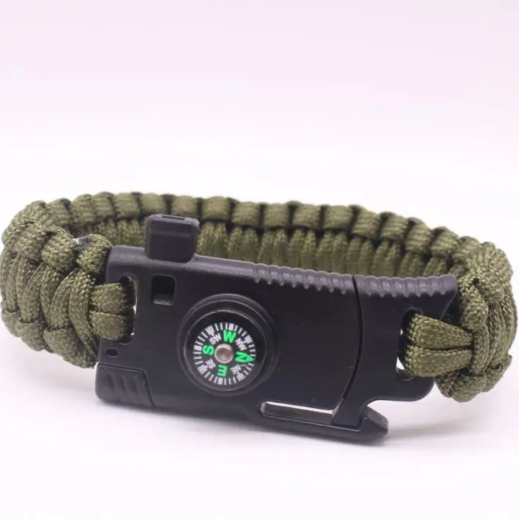 Army Green Крутой! Многофункциональный наружный браслет для выживания, мужской наружный браслет с ножом для выживания, браслет с зонтиком - Окраска металла: Army Green