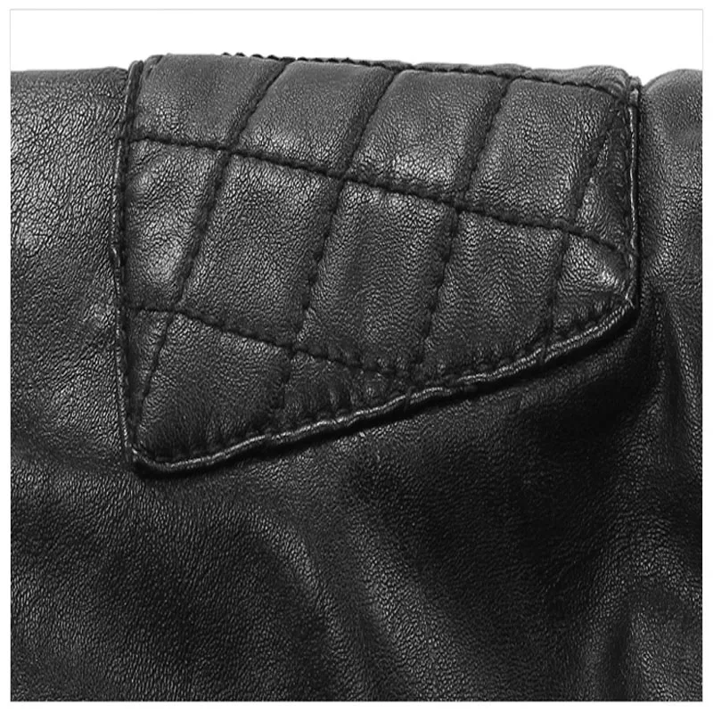 Мужские кожаные куртки мотоциклетная кожаная куртка Повседневная мода|men brand leather