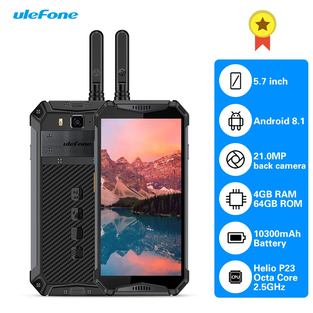 Смартфон Ulefone Armor 3T 4G 5 7 дюймов Android 8 1 четыре ядра 4 Гб ОЗУ 64 ПЗУ 21 МП задняя камера 10300 мАч мобильный