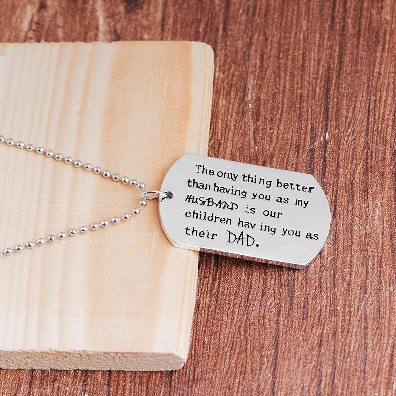 Подарок мужу с гравировкой собачьи бирки кулон ожерелье День отца день рождения