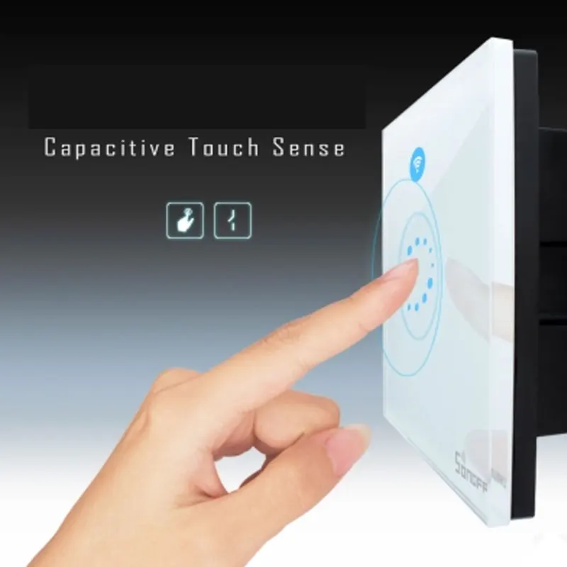 Интеллектуальный выключатель света Sonoff Wifi сенсорный Роскошные Glass1 Gang1Way стены