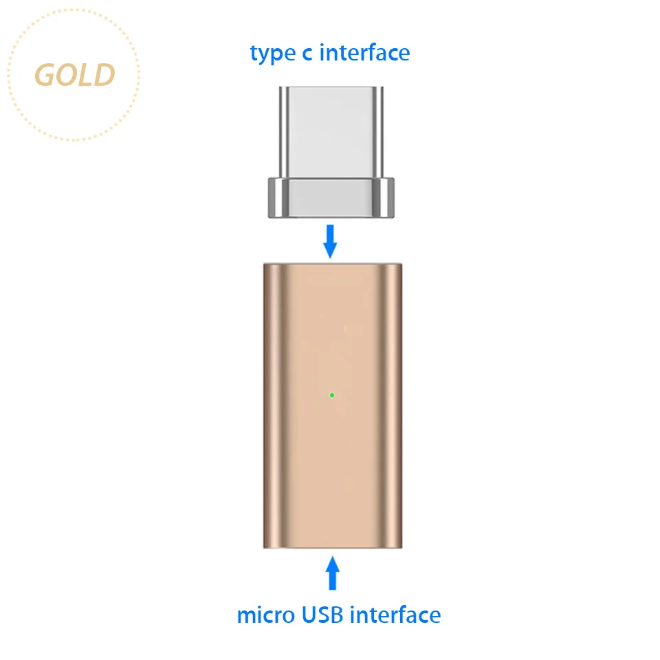gold Micro USB в Тип C Магнитный адаптер конвертер для samsung Galaxy Note 8 A5/A7/A3 S9/Plus USB-C Магнитный зарядный кабель штекер - Цвет: gold