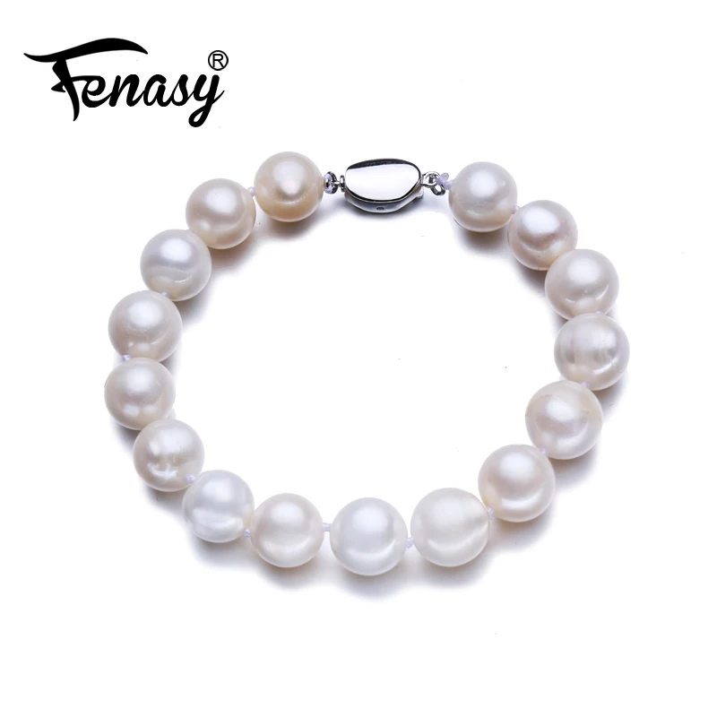 

Браслет-цепочка женский FENASY, широкий, 9-11 мм, с жемчугом, браслет с жемчужными подвесками