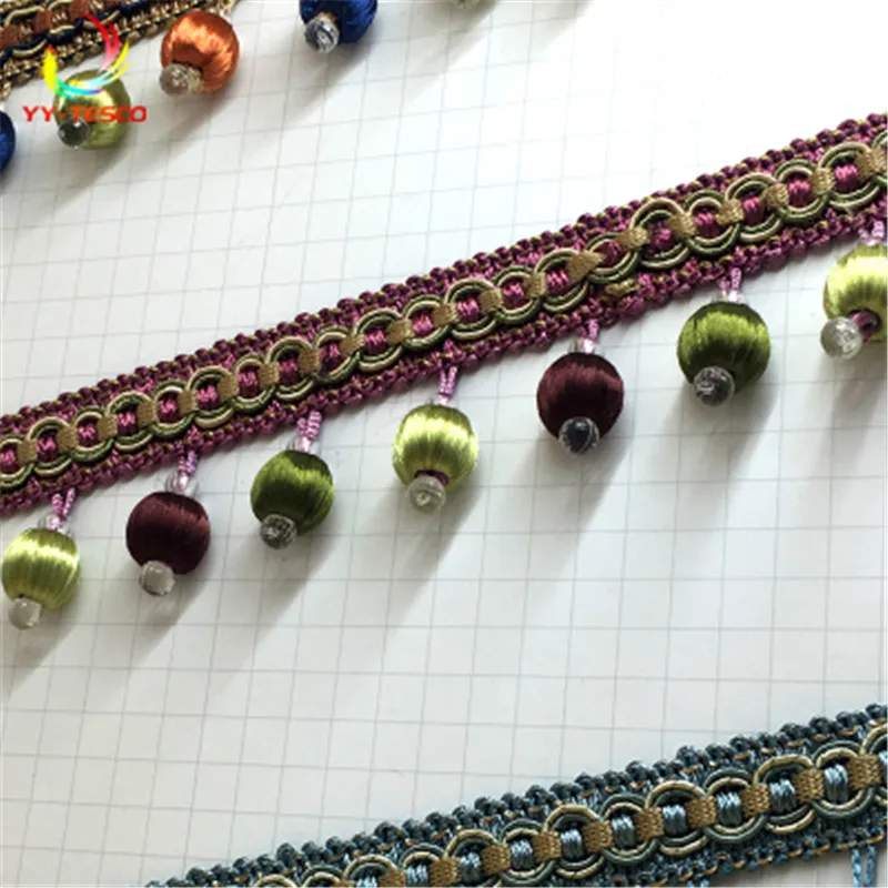 Оптовая продажа 5 ярдов/партия кружевная отделка для занавески бахрома бусины