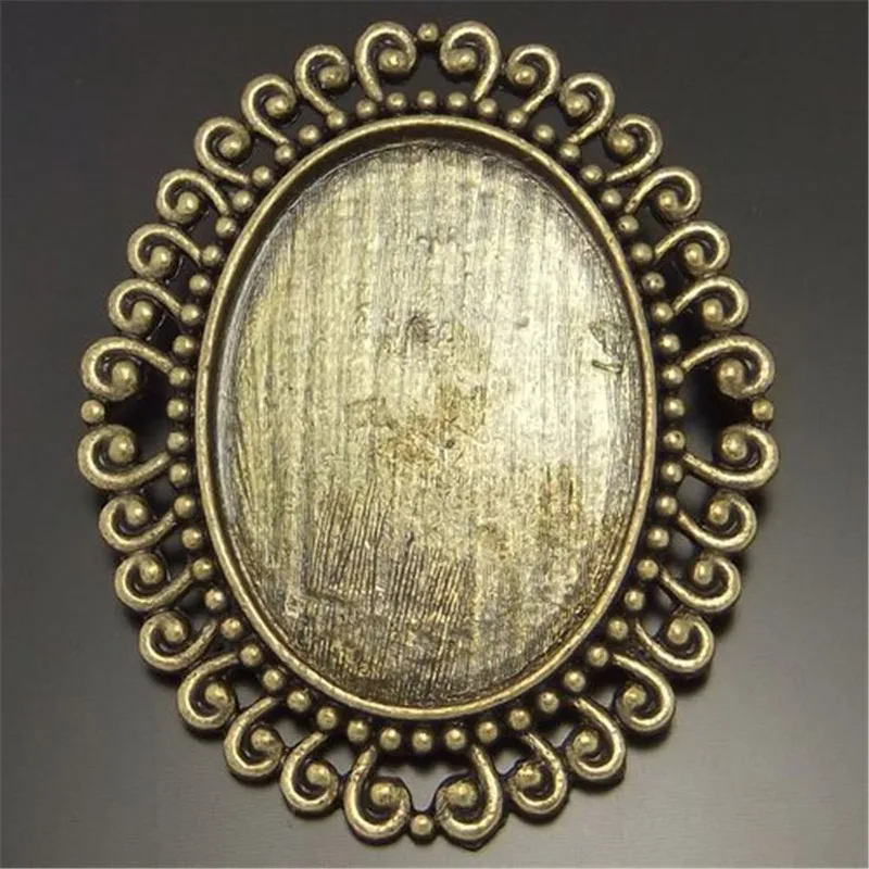 Бронзовая шпилька в античном стиле 4 шт. закрепка кабошона (внутренняя часть: 40*30