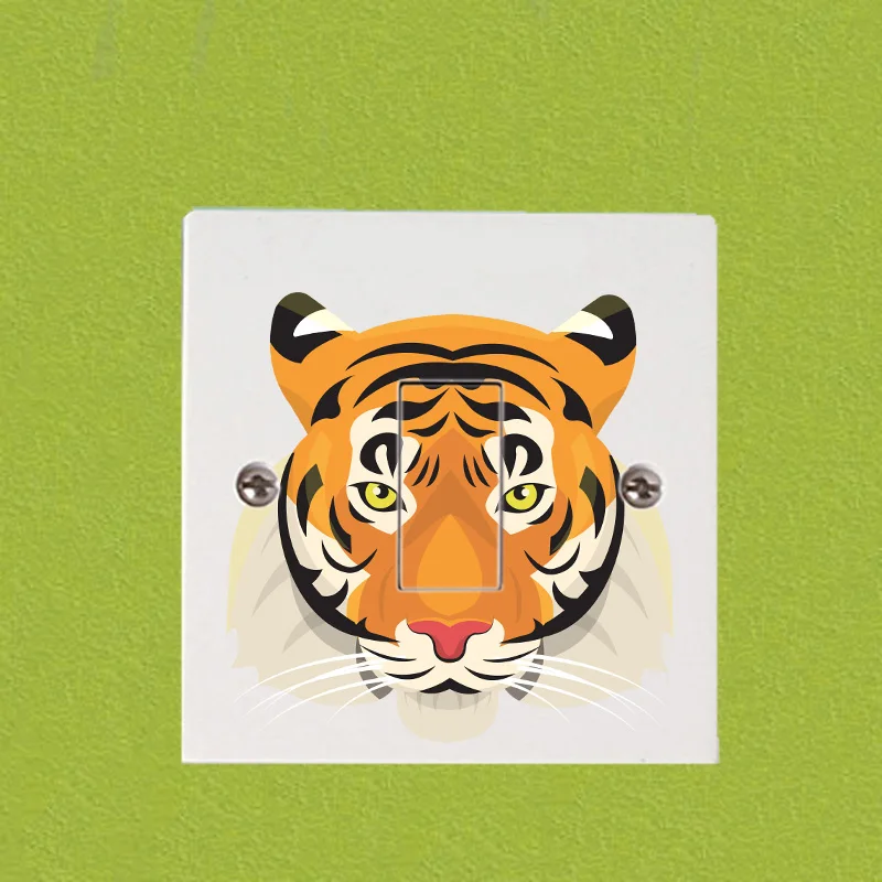 YOJA Cool Tiger Switch Настенная Наклейка Декор для спальни персонализированные цветные