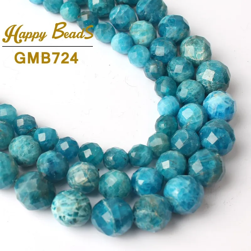 Бисер из натурального граненого синего апатита для самостоятельного