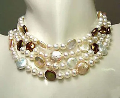 

Noblest genuine 10-11mm southsea coin pearl necklace long 70 inch