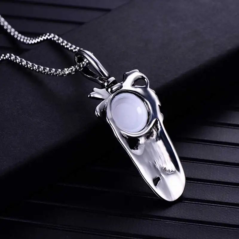 ZFVB Punk Feather Eye Necklaces Men's 316L Stainless Steel Vintage Silver color Leaf Necklace Pendants Statement Jewelry Bijoux |