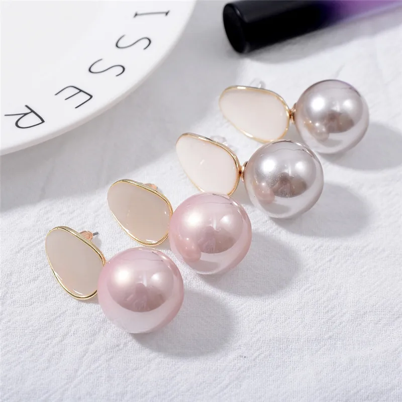Женские серьги-пусеты Pinksee металлические геометрические с искусственным