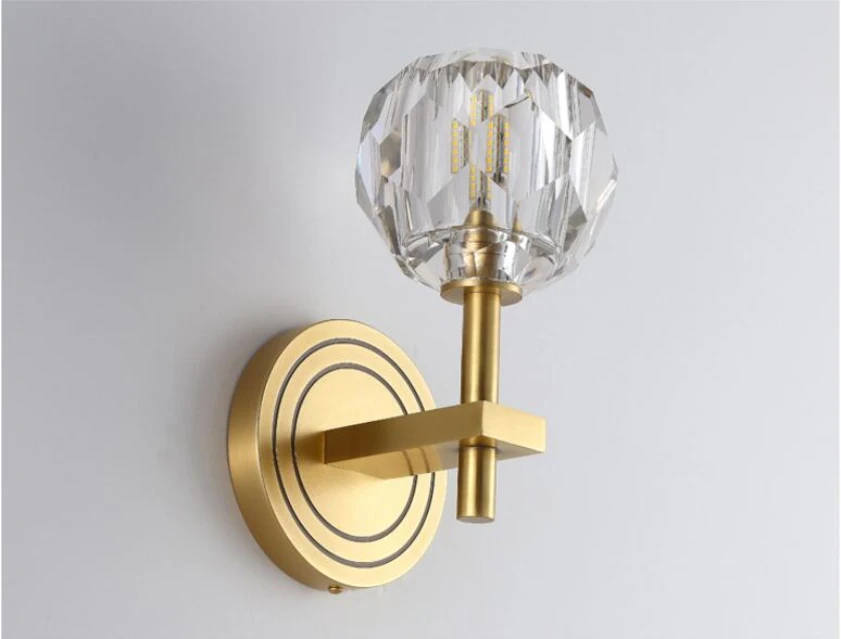 Современная медная Хрустальная настенная лампа для гостиной спальни
