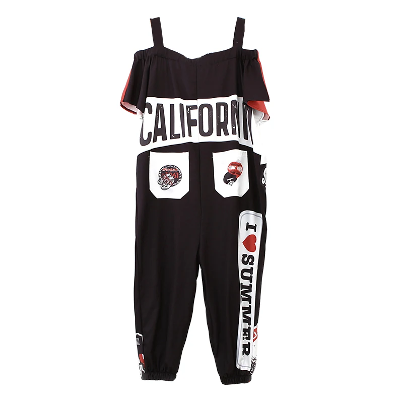 Комбинезон в стиле ретро хип хоп комбинезон брюки на бретелях с логотипом