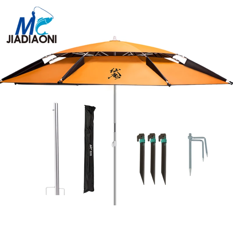 

JIADIAONI Large Fishing Umbrella Black Rubber Cloth Outdoor Double deck Adjustable Ultraviolet-proof Sun Umbrella Accessories