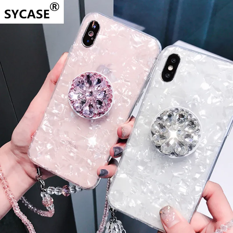 SY чехол 3D АЛМАЗНОЕ КОЛЬЦО силиконовый для телефона iPhone X XR Xs Max 6 6S 7 8 Plus samsung S7 edge S8 S9
