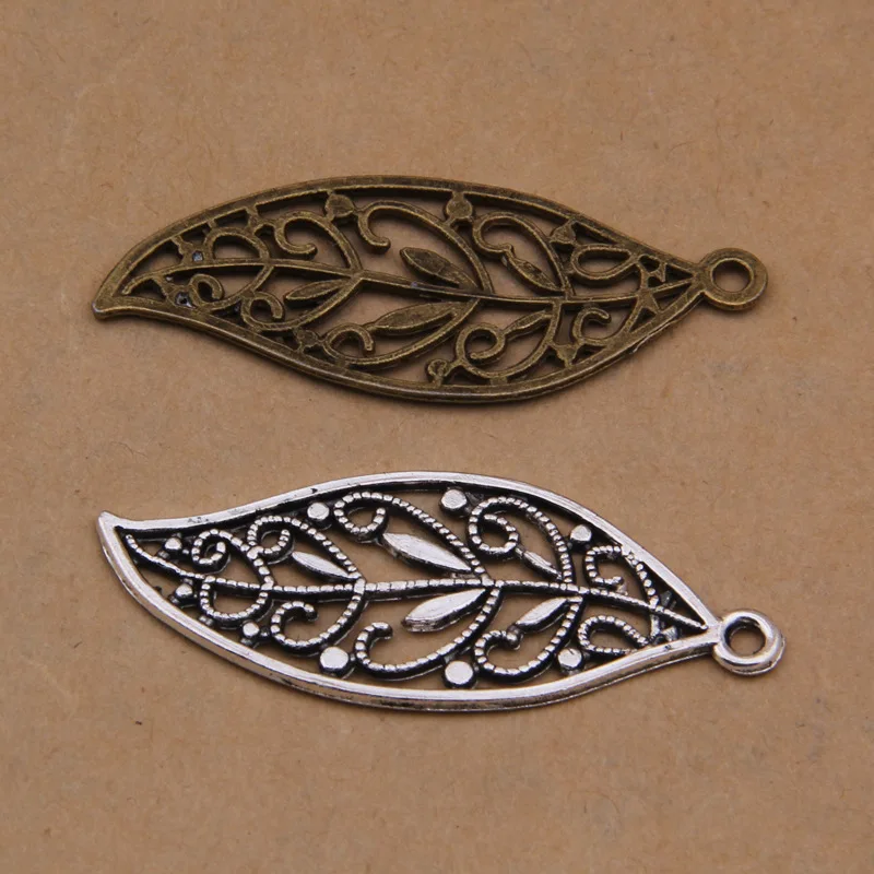 100pcs Charm hollow Leaves pendant 28x45mm 2.1g Antique silver bronze Handmade Jewelry Making DIY Supplies Alloy accessories Hot | Украшения
